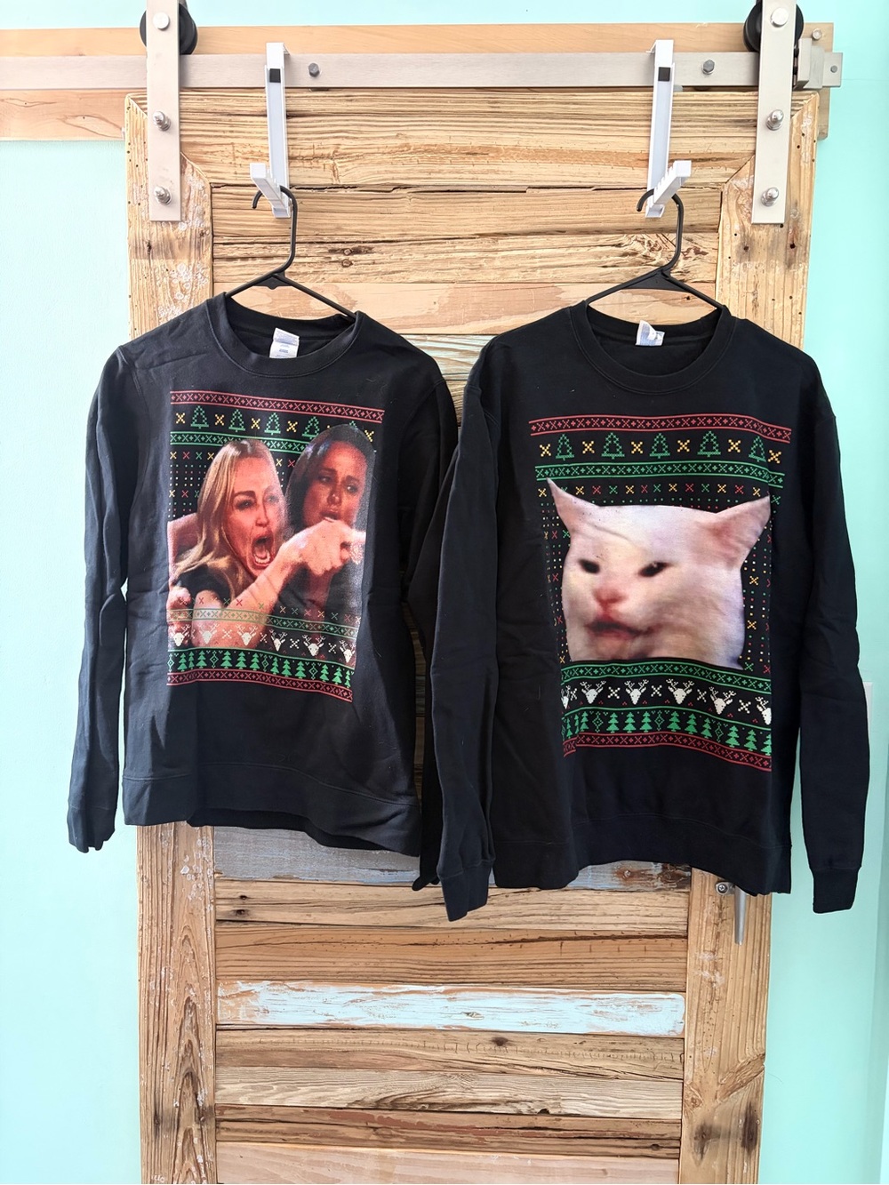 Woman Yelling at Cat Meme ugly Christmas Sweaters S & L Bundle